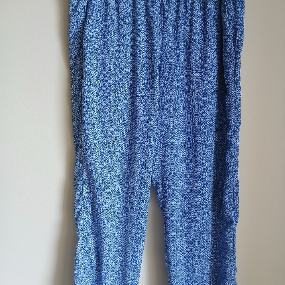 Gap Pull On Pants Size XL Pockets Blue White - Picture 2 of 10